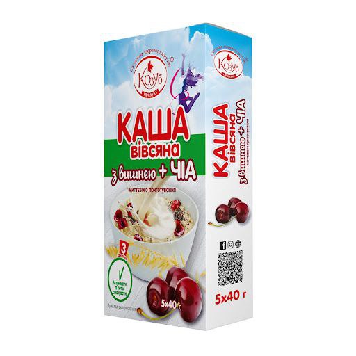 Каша миттєвого приготування Козуб вівсяна з вишнею та чіа 40гх5шт/уп